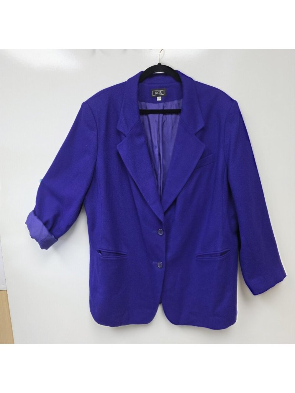 KGR Blazer Jacket Womens 20W Purple Merino Wool Lined Suit Made In USA
